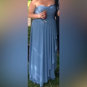 Elegant Steel Blue long Dress - David’s Bridal